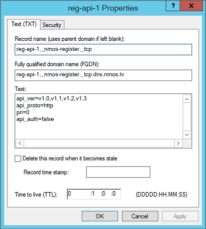 Setting up the TXT record with Windows DNS
